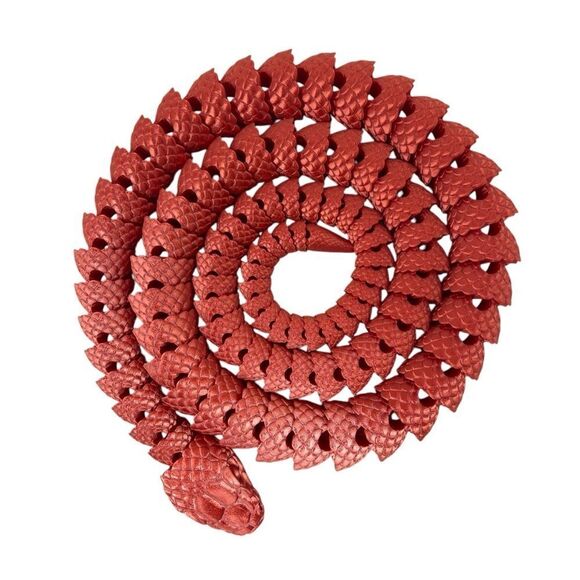Year of the Snake Articulating 3DPrinted 44" Long (Set 3) Red Green Gold Décor - Picture 8 of 9